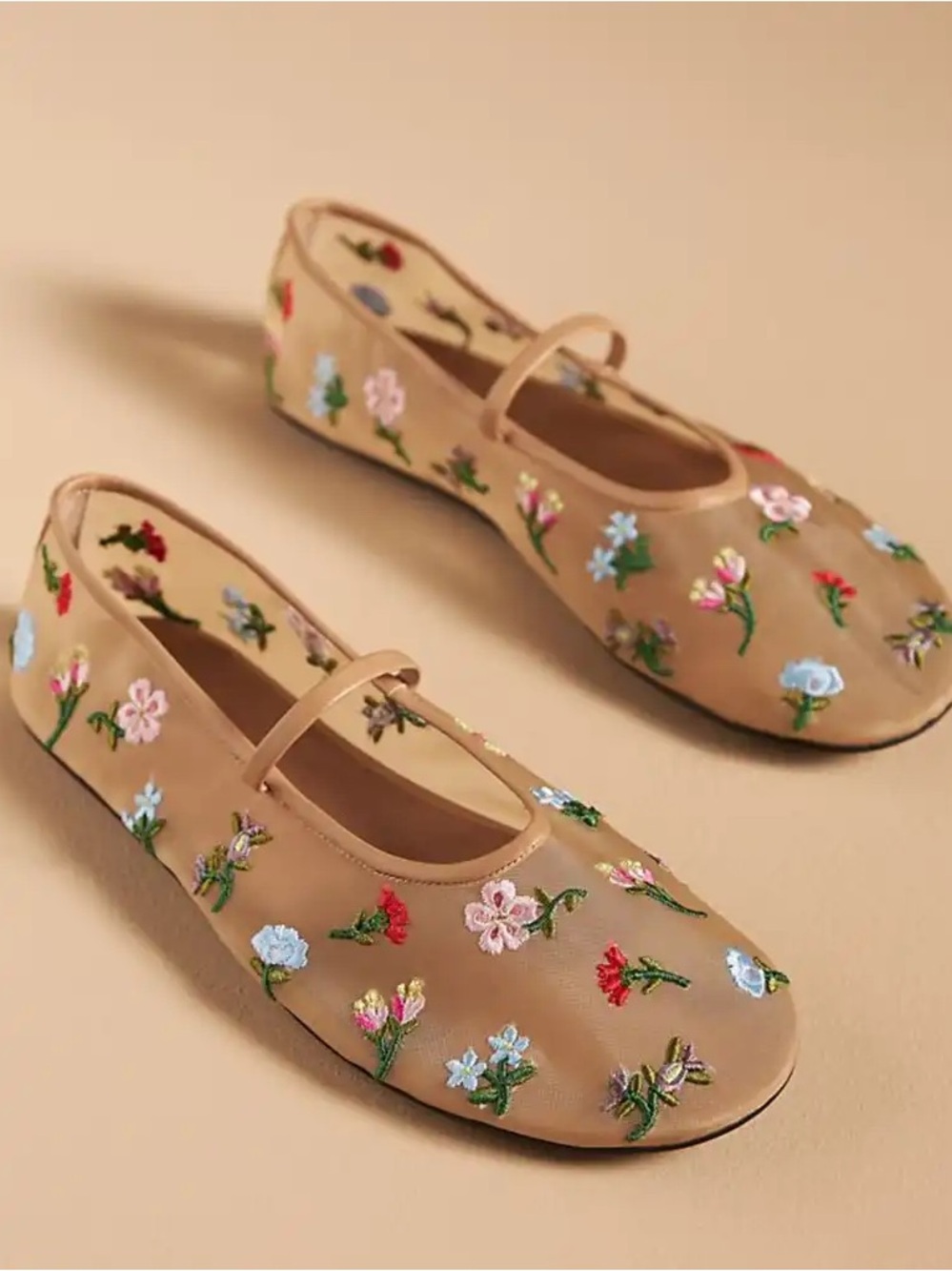 Jeffrey Campbell Dancer Floral Embroidered Mesh Mary Jane Flats